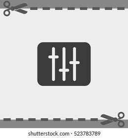 Vertical sliders, faders and potentiometers. Flat icon.