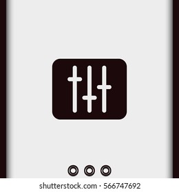 Vertical sliders, faders and potentiometers. Flat icon.