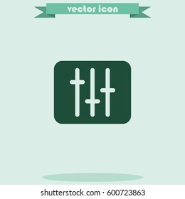 Vertical sliders, faders and potentiometers. Flat icon.