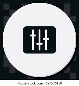 Vertical sliders, faders and potentiometers. Flat icon.