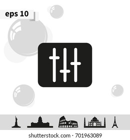 Vertical sliders, faders and potentiometers. Flat icon.