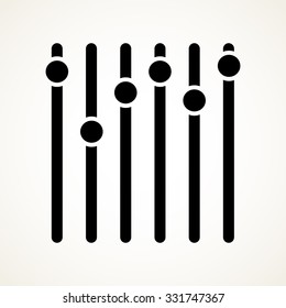 Vertical sliders, faders, potentiometers. vector symbol