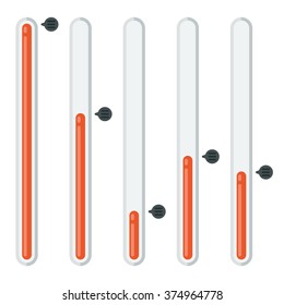 Vertical sliders with level indicator. Vector illustration.