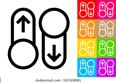 
Vertical Sliders. Line Icon With Different Color Background.