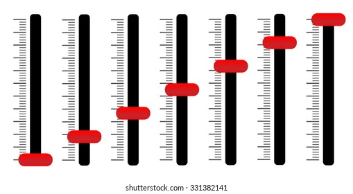 Vertical sliders with red knobs. vector