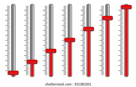 Vertical sliders with red knobs. vector