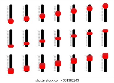 Vertical sliders with red knobs. vector