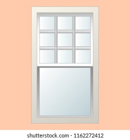Vertical sliding winding wooden white, metal plastic realistic