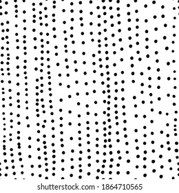 Vertical small dots seamless pattern. Hand drawn vector doodle ornament, vertical brush strokes, blots. Black ink stripes, hand drawn polka dot background. Geometric ornament for wrapping paper.