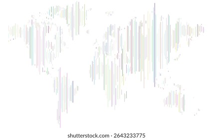 Vertical small line shape colourful world map 