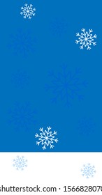 Vertical snow background for text, postcards for story with snowflakes and ice. Winter background.