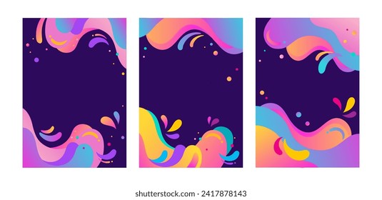 Vertical social media story design template set with copy space for text. vivid color gradient backgrounds for banner, greeting card, poster, advertising and social media promotional content