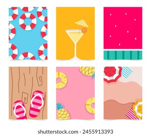 Vertical social media summer stories geometric design templates with copy space for text. Summer backgrounds for banner, greeting card, summer beach poster and advertising - summer fun concept