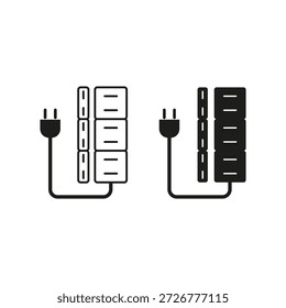 Vertical socket icon. Power strip plug. Electric cord Vector. Extension hub set. EPS 10.