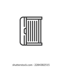 Vertical solarium line icon. linear style sign for mobile concept and web design. Solarium machine outline vector icon. Symbol, logo illustration. Vector graphics