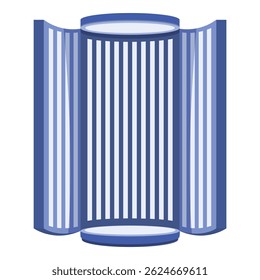 Solário vertical com portas abertas, pronto para sessões de bronzeamento em um salão de beleza