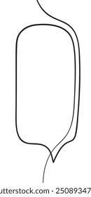 Vertical speech bubble with rounded corners hand drawn of one continuous line, Design element