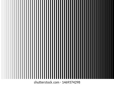 Vertical speed line halftone pattern thick to thin. Vector illustration.