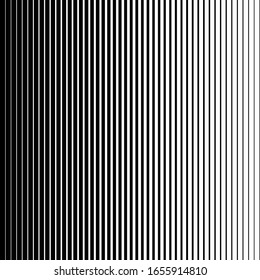 Vertical speed line halftone pattern thick to thin. Vector illustration.