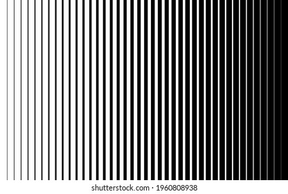 Vertical speed line halftone pattern thick to thin. Vector illustration.