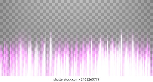 Vertical speed rays, light neon flow, zoom in motion effect, pink glow speed lines, colorful light trails, perspective stripes. Abstract background, vector illustration.