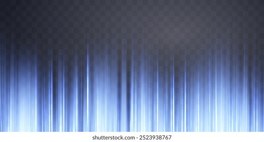 Vertical speed rays, light neon flow, zoom in motion effect, blue glow speed lines, colorful light trails, perspective stripes. Abstract background, vector illustration.