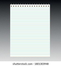 Vertical spiral block with blank lined sheets.