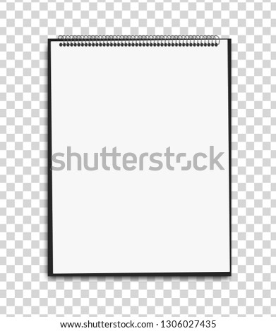 Vertical spiral notepad on transparent background. Vector illustration.