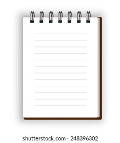 Vertical spiral vector notebook with brown cover icon