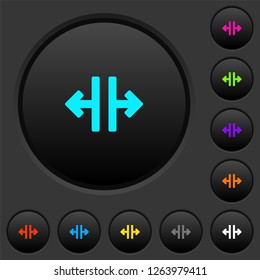 Vertical split tool dark push buttons with vivid color icons on dark grey background