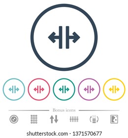 Vertical split tool flat color icons in round outlines. 6 bonus icons included.
