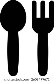Vertical spoon and fork icon symbolizing eating and restaurant themes