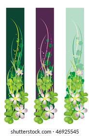 Vertical Spring Banner with blooming clovers