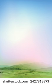 Vertical spring vector banner. Watercolor nature with place for text. 