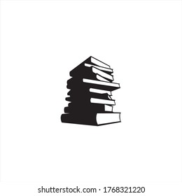 vertical stack of books isolated on white background