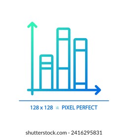 Vertical stacked column chart gradient linear vector icon. Financial performance. Bar chart. Progress tracking. Thin line color symbol. Modern style pictogram. Vector isolated outline drawing