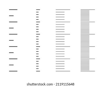 Vertical stadiometer, height chart or meteorological thermometer scales set. Different templates for measuring tools isolated on white background. Vector graphic illustration