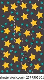 Vertical Star seamless pattern. Repeated  stars on sun rays background. Repeatin gold glitter patern for design prints, gift wrappers. Bling star packing. Repeat sparkle texture. Vector illustration