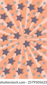 Vertical Star seamless pattern. Repeated  stars on sun rays background. Repeatin gold glitter patern for design prints, gift wrappers. Bling star packing. Repeat sparkle texture. Vector illustration