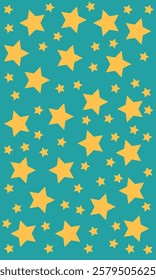 Vertical Star seamless pattern. Repeated  stars on sun rays background. Repeatin gold glitter patern for design prints, gift wrappers. Bling star packing. Repeat sparkle texture. Vector illustration