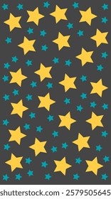 Vertical Star seamless pattern. Repeated  stars on sun rays background. Repeatin gold glitter patern for design prints, gift wrappers. Bling star packing. Repeat sparkle texture. Vector illustration