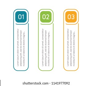 Vertical Steps, Infographic Elements. Outline Colorful Menu For App Interface. Number Options. Web Design Of Buttons Elements. Infographics 1. 2. 3. Vector Step Icons.