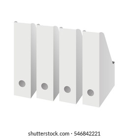 Vertical storage for papers. Paper tray. Archive folders Ikea. Office tools. Isolated on white background. Vector illustration