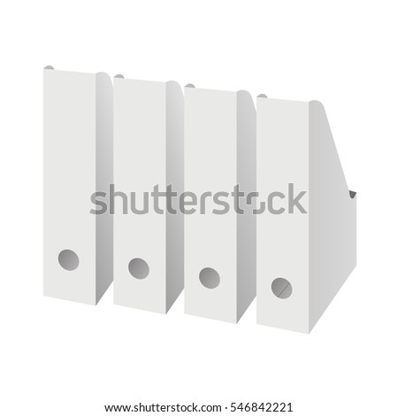 Vertical storage for papers. Paper tray. Archive folders Ikea. Office tools. Isolated on white background. Vector illustration