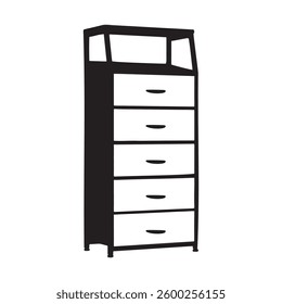 Vertical Storage Tower Dresser Silhouette Vector Illustration