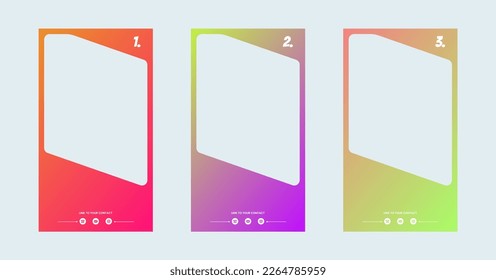 Vertical story template in gradient colors. Social media frame vector illustration.