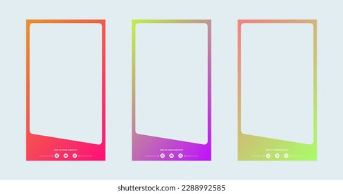 Vertical story template in gradient colors. Social media frame vector illustration.