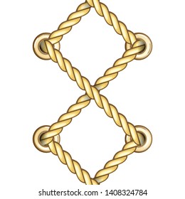 Vertical Straped Ropes with Golden Metal Eyelets Seamless Pattern.