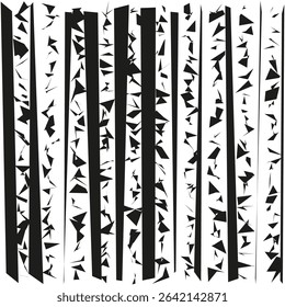 Vertical stripe design. Black triangle pattern. Tribal vector style. Symmetric linear texture.