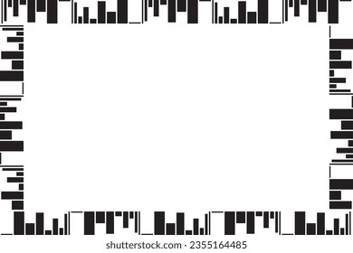 Vertical stripe of frame border pattern vector. Design lines random black on white background. Design print for illustration, textile, texture, carpet, wallpaper. Set 4